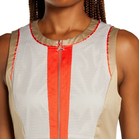 NWT Nike Air Jordan Beige and Red Mesh Zipper Dress with Side Buttons, Size XS - Picture 10 of 10